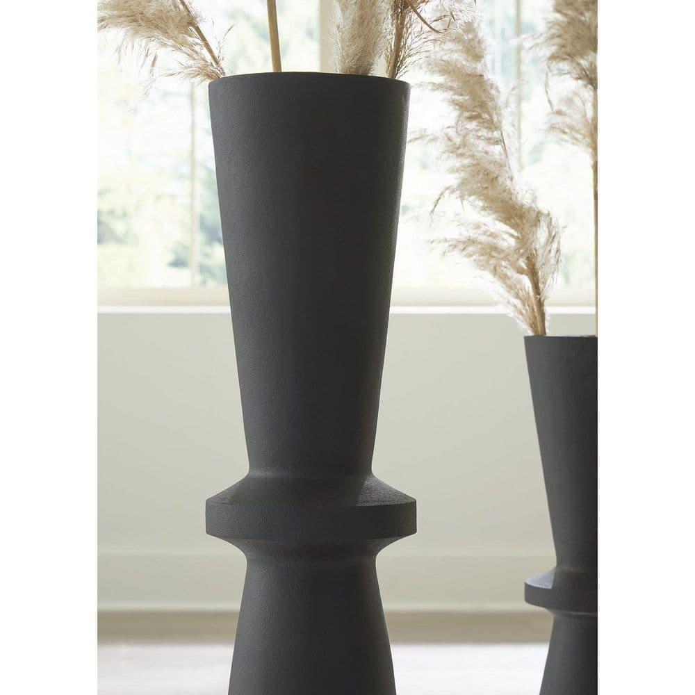 Black Textured Polyresin Hourglass Floor Vase