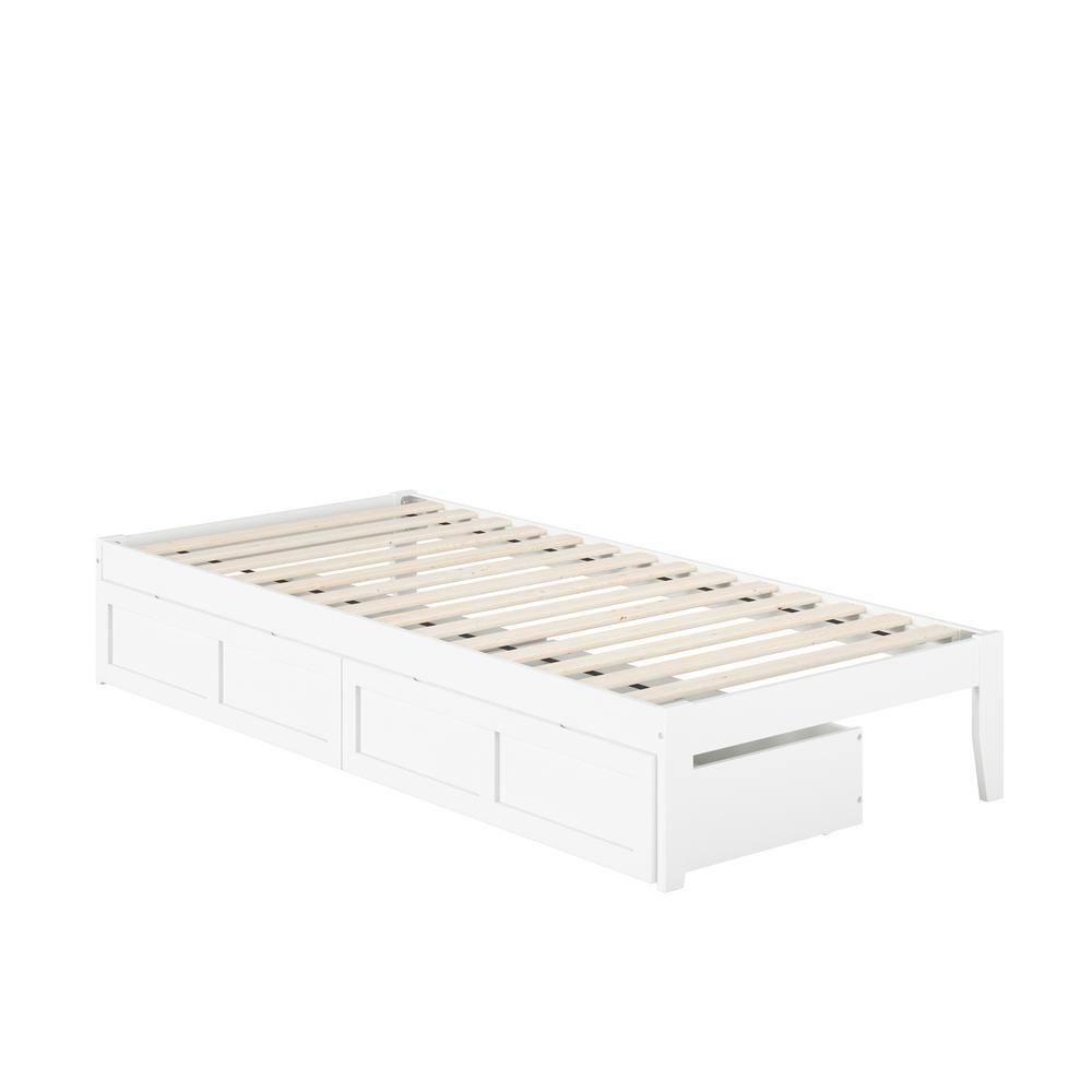 Twin Colorado Bed with USB Turbo Charger & 2 XL Drawers White - AFI: No Box Spring Required, Mid-Century Modern