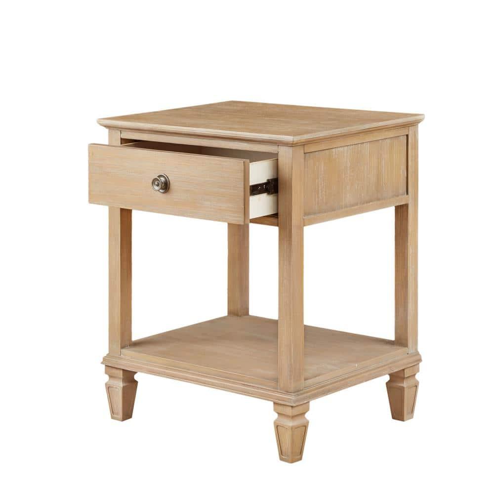 Victoria Nightstand Natural: Madison Park, Rubberwood Frame, Wood Veneer Surface, Transitional Style