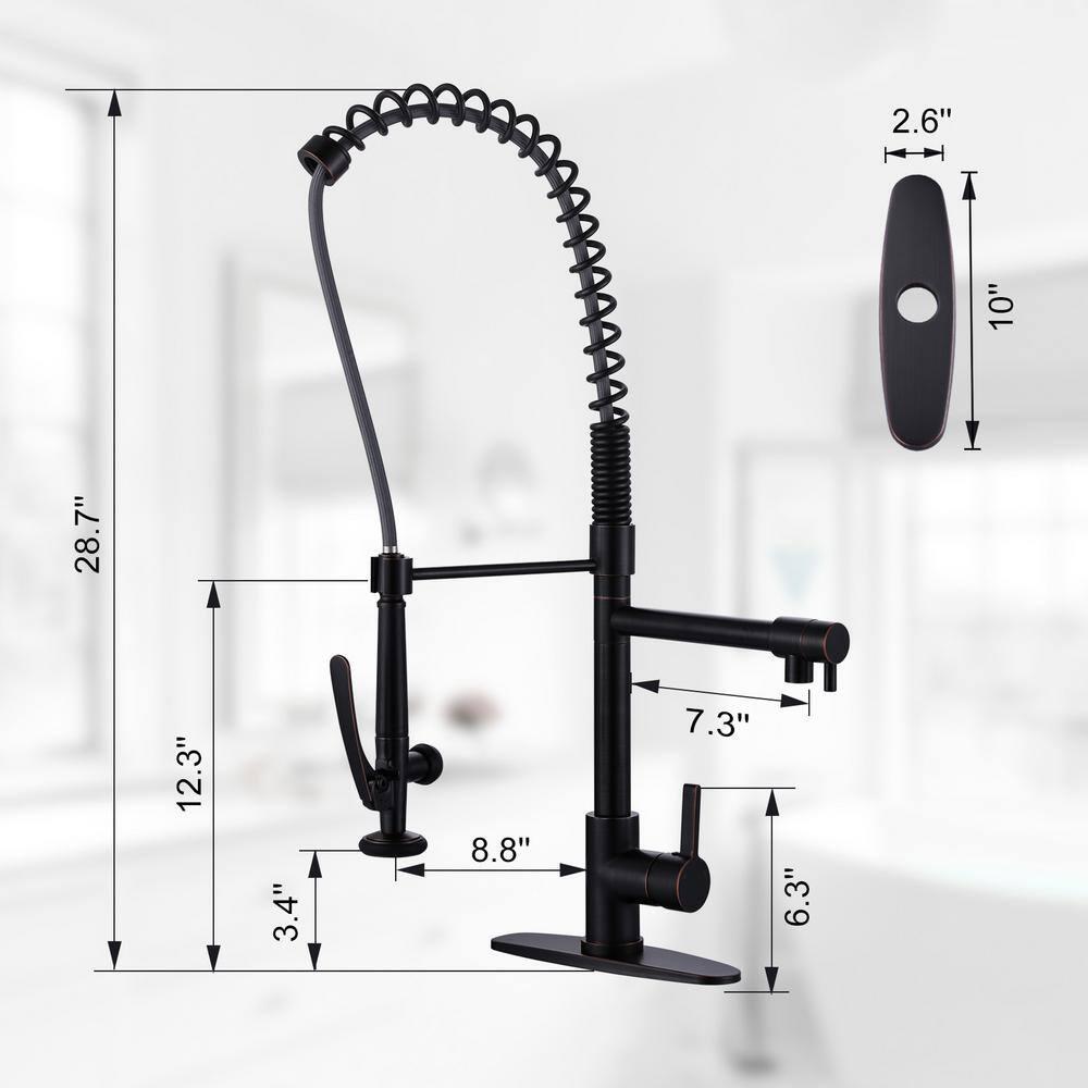 Spring Pull Down Single Handle Kitchen Faucet with Deck Plate and Handles