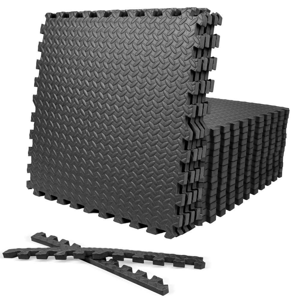 Extra Thick Interlocking Exercise Foam Mats, 3/4-Inch Thickness Gym Flooring Tiles (72 SQ. FT)