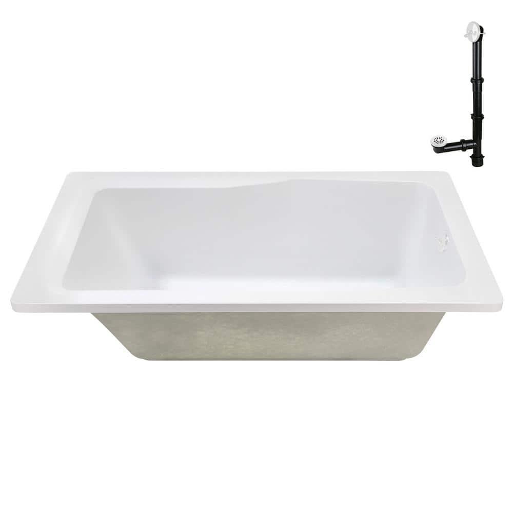 60'' x 32'' Acrylic Soaking Drop-In Bathtub, Drain Included
