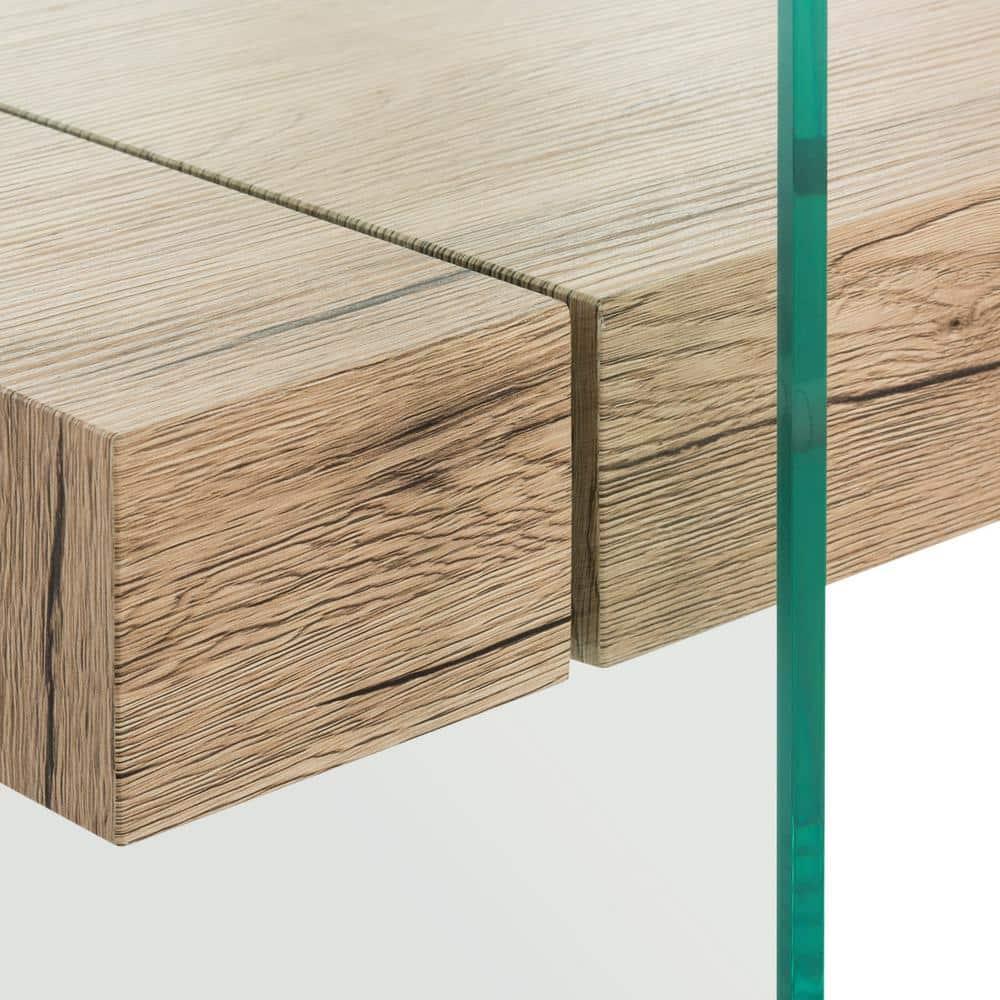 Kayley Coffee Table - Glass/Natural Wood Rack - Safavieh