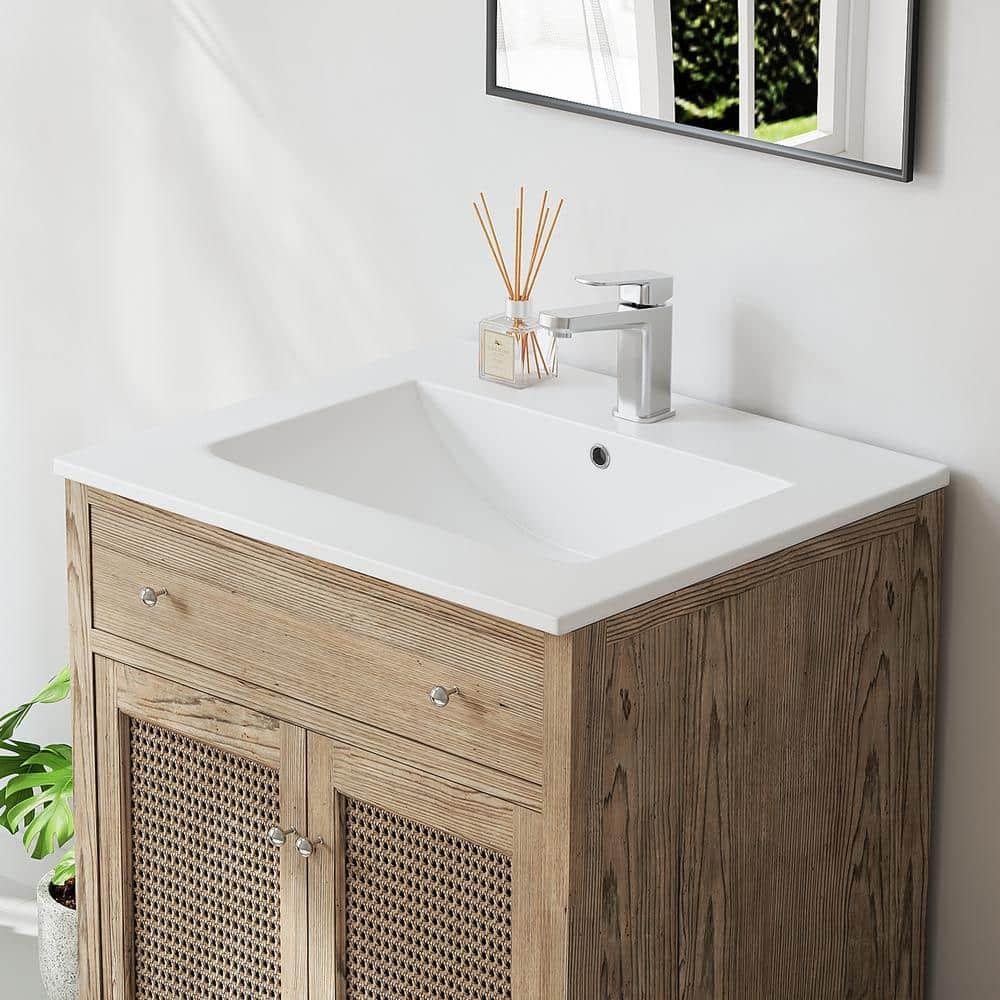 Eridanus Dayton 25" W x 22" D Vitreous China Vanity Top Sink in White with Single Faucet Hole (Sink Only)