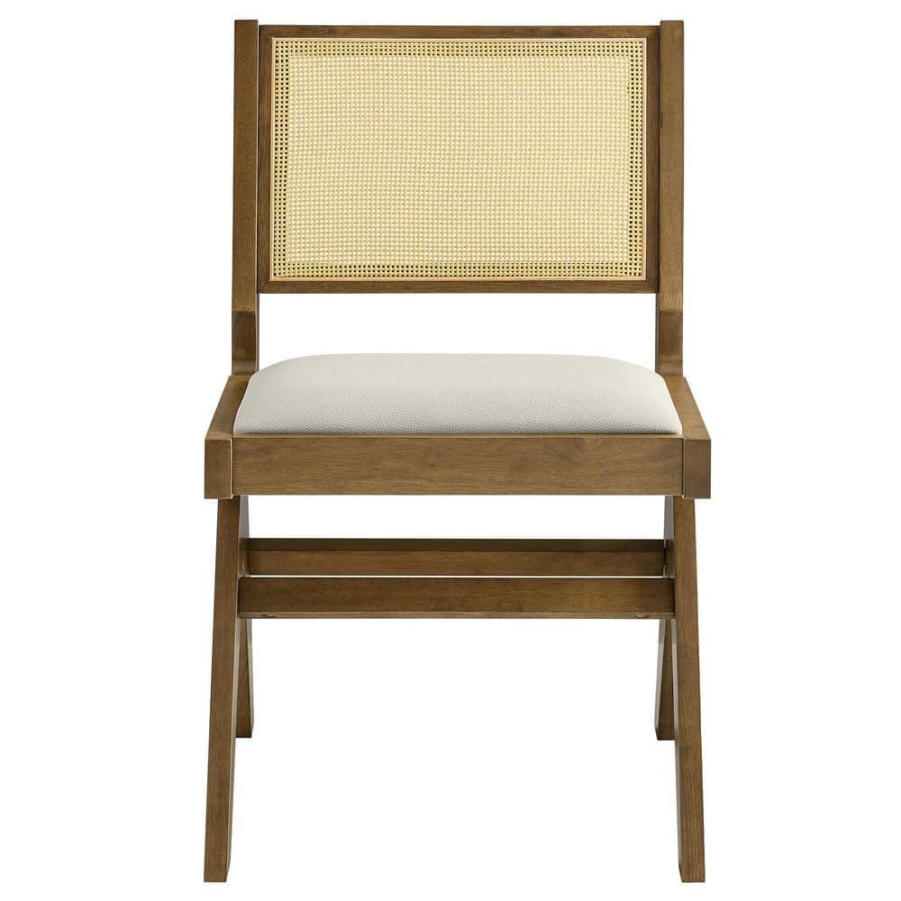 Modway Thera Vegan Leather And Cane Dining Side Chairs Set Of 2