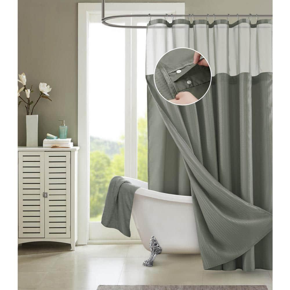 Dainty Home Complete Shower Curtain With Detachable Liner - Grey