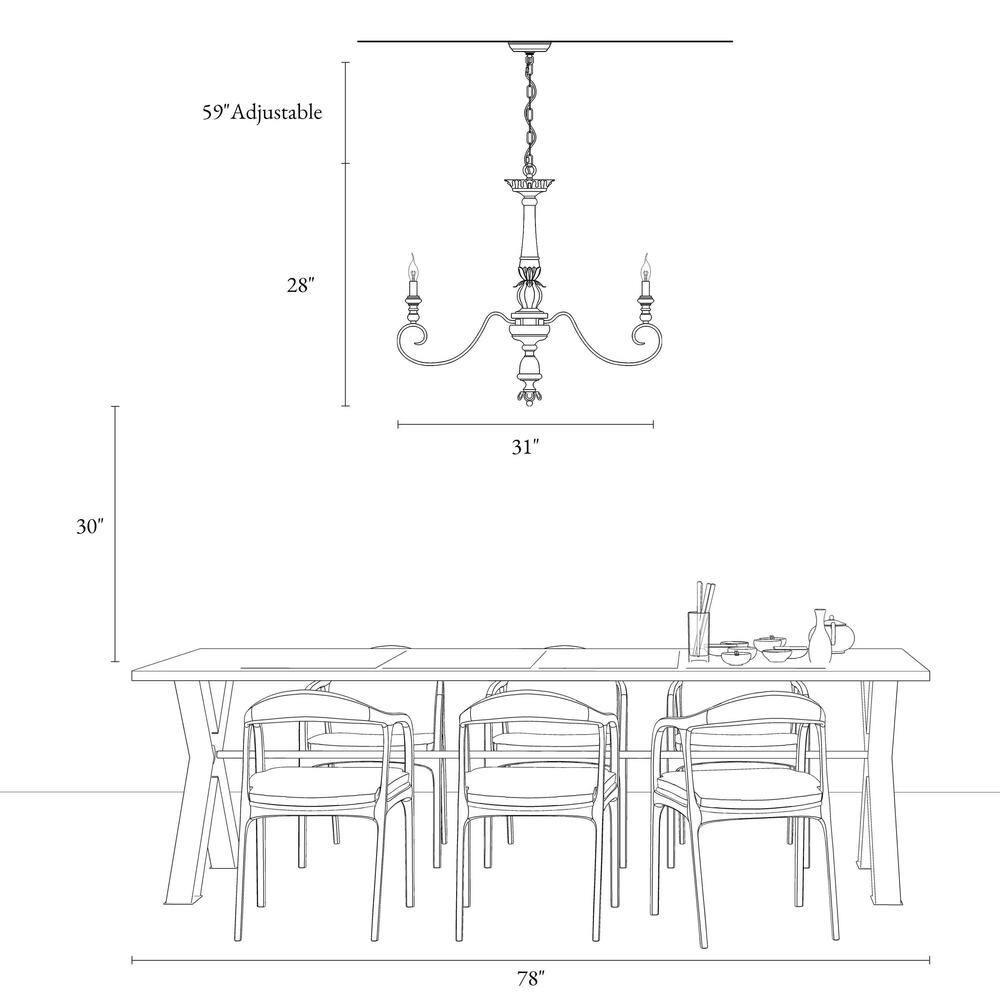 The Gray Barn French Country 6-Light Wood Chandelier Classic Farmhouse Lights - 31.1" D x 28" H