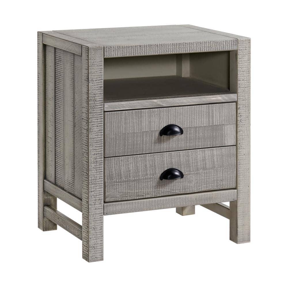 Windsor 2-Drawer Wood Nightstand for Kids Bedroom - Rustic Painted Finish, Metal Glides, Open Shelf Storage, Pine Wood Construction, 22 in. W x 17 in. D x 25 in. H, Distressed Look