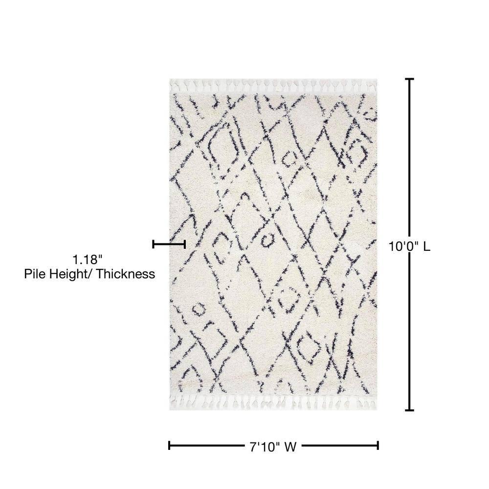 Nieves Moroccan Diamond Tassel Off-White 8 ft. x 10 ft. Area Rug