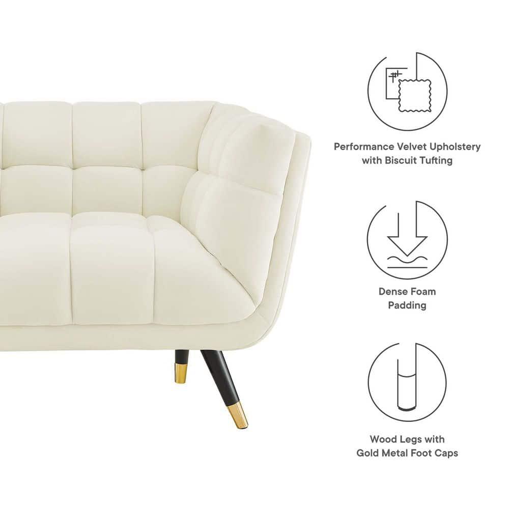 Modway Adept Performance Velvet Accent Armchair in Ivory and Black