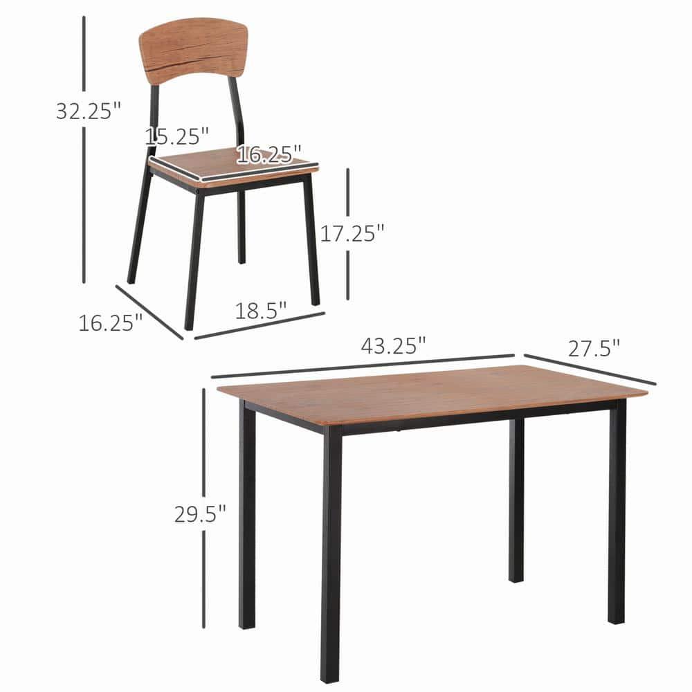 17 Stories 5 Piece Industrial Dining Table Set, Rectangular Kitchen Table And 4 Chairs, Dining Room Set For Small Space