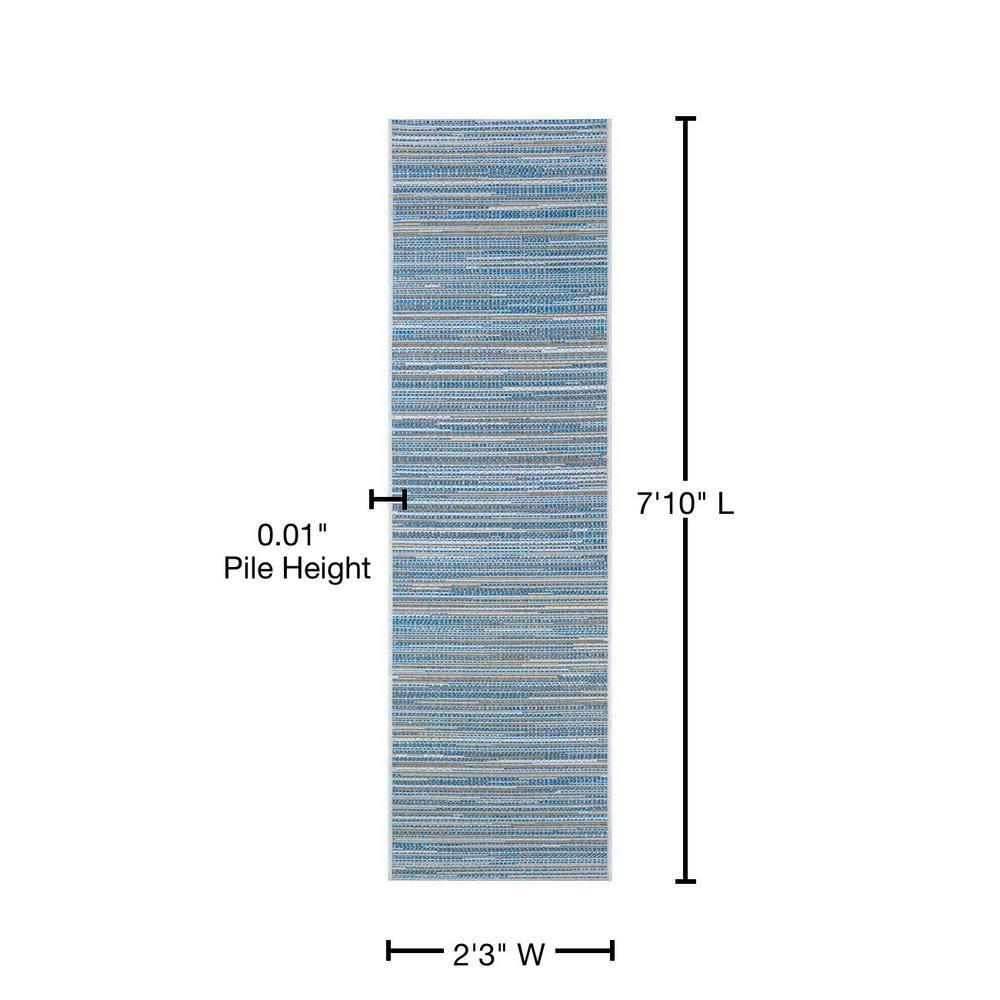 Couristan Monte Carlo Coastal Breeze Indoor/Outdoor Area Rug, 2'3" x 7'10" Runner, Ocean-Champagne