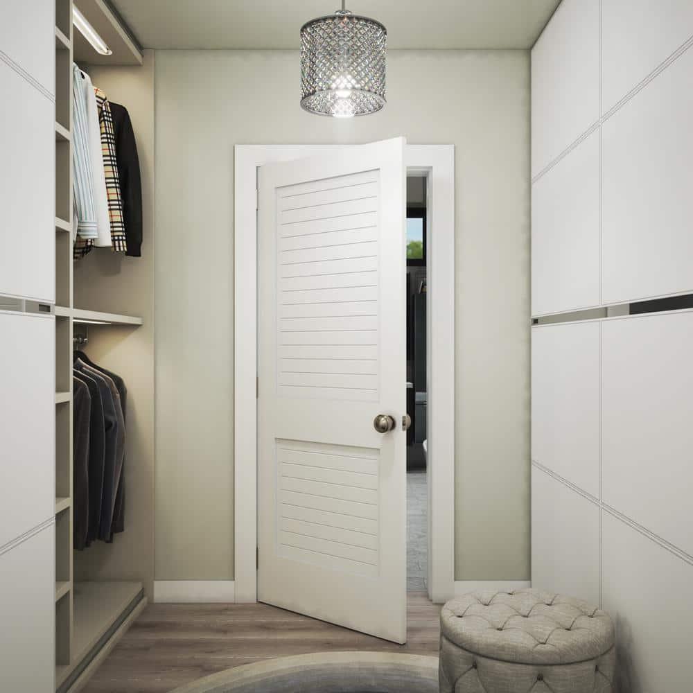 EightDoors 80-in 2-Panel Louvered Wood Primed Shaker Slab Door