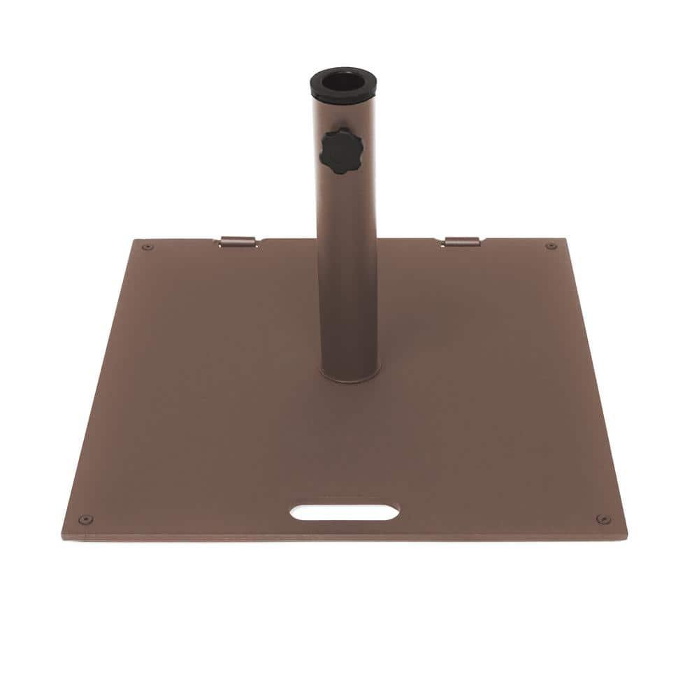 Brown Steel 20" Square Patio Umbrella Base with Wheels