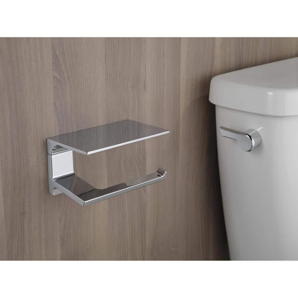 Pivotal Wall Mount Single Post Toilet Paper Holder with Shelf Bath Hardware Accessory