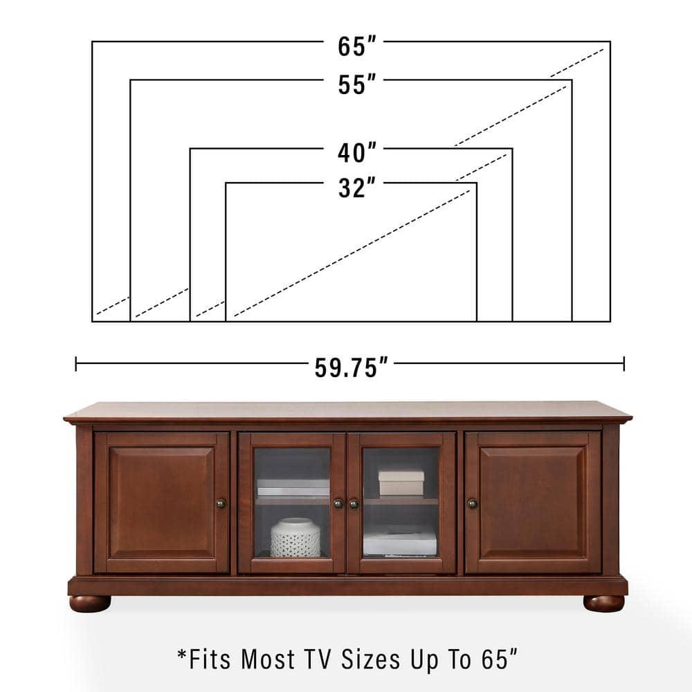 Alexandria TV Stand for TVs up to 60" Mahogany - Crosley: Sleek Design, Media Storage, Cord Management