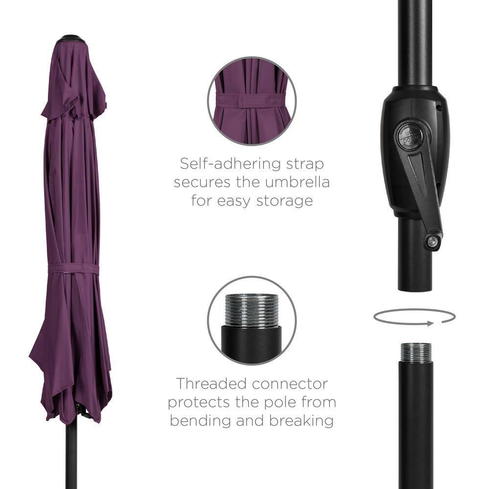 Best Choice Products 7.5ft Heavy-Duty Outdoor Market Patio Umbrella w/ Push Button Tilt, Easy Crank - Amethyst Purple