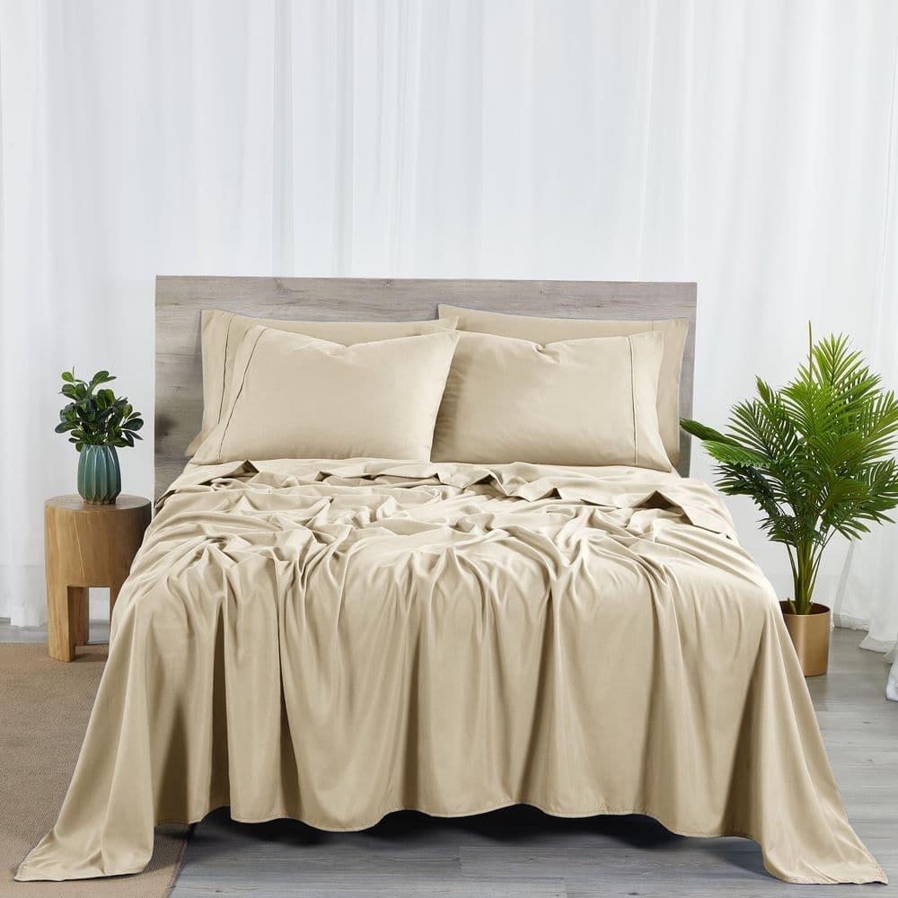 Bed Bath Fashions Bibb Home 2000 Count 6-Piece Rayon From Bamboo Sheet Set with Snug Grip
