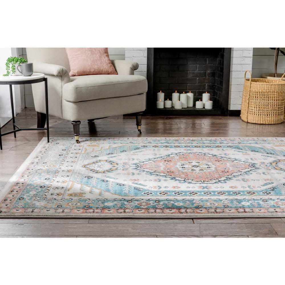 Espinal Oriental Blue/Ivory Area Rug