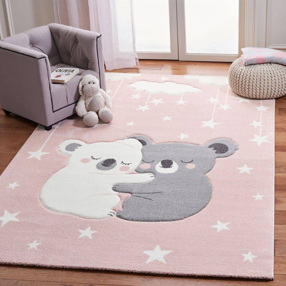 Carousel Kids  CRK195 Loomed Indoor Area Rug - Pink/White - 2'x3' - Safavieh