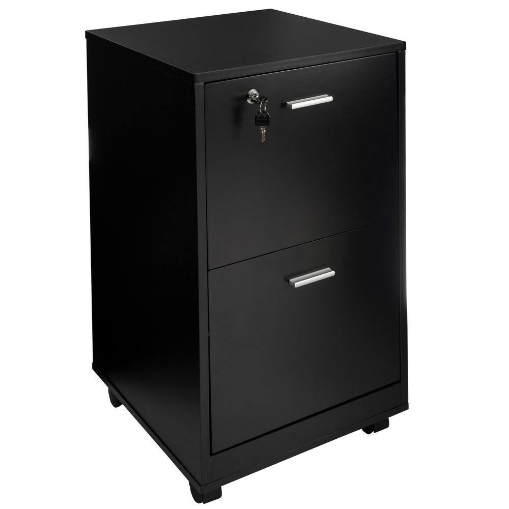 Lavish Home 2-Drawer File Cabinet with Lock and Rolling Wheels (Black)