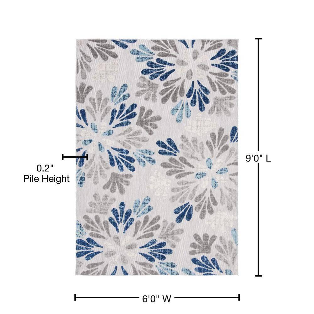 Cabana CBN800 Power Loomed Indoor/Outdoor Area Rug - Grey/Blue - 6'x9' - Safavieh.