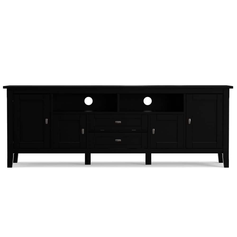 Simpli Home Warm Shaker 72"W Solid Wood TV Stand for TVs up to 80" with 4 Storage Cabinets and 2 Drawers