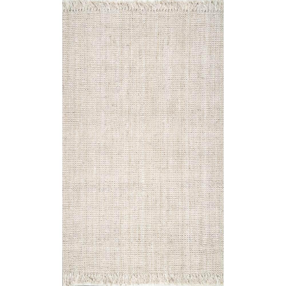 nuLOOM Daniela Chunky Jute Off-White 7' 6" x 9' 6" Farmhouse Area Rug
