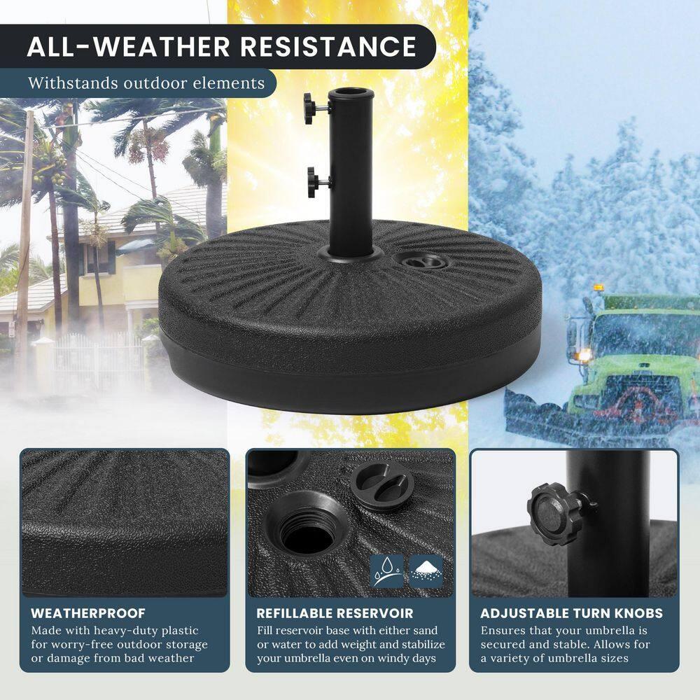 Black Round Fillable Plastic Patio Umbrella Base