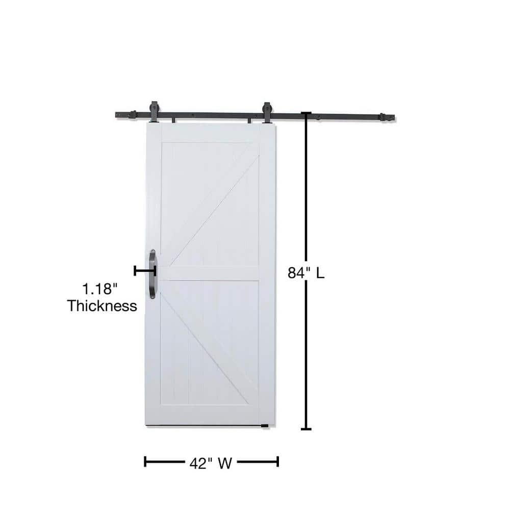 84 x 42 in. White H & K-Style PVC Barn Door Kit