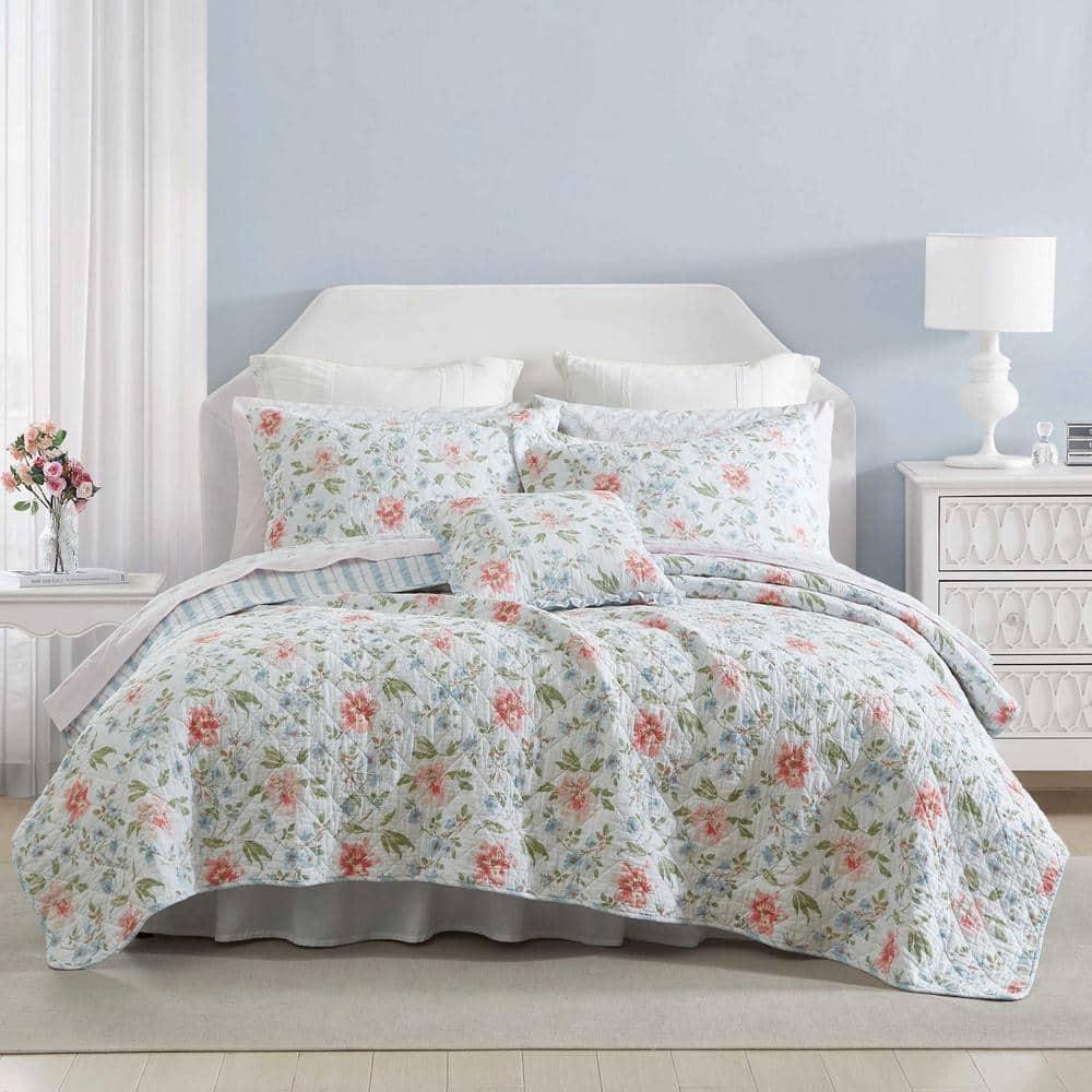 Laura Ashley Emilie Blue Standard Cotton Quilt Set