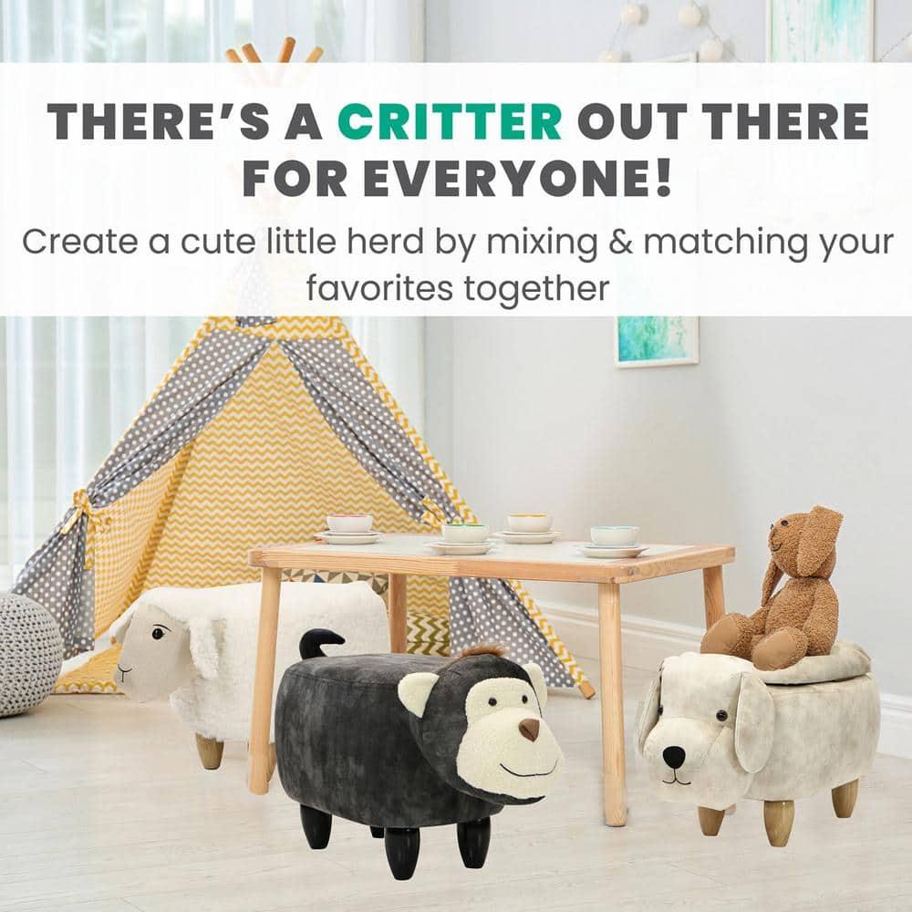 Critter Sitters Critter Sitters 15-In. Seat Height Green Triceratops Dinosaur Animal Shape Storage Ottoman Stool