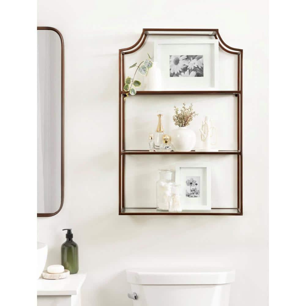 Kate & Laurel All Things Decor 21"x30" 3-Tier Ciel Wall Decorative Floating Shelves Bronze