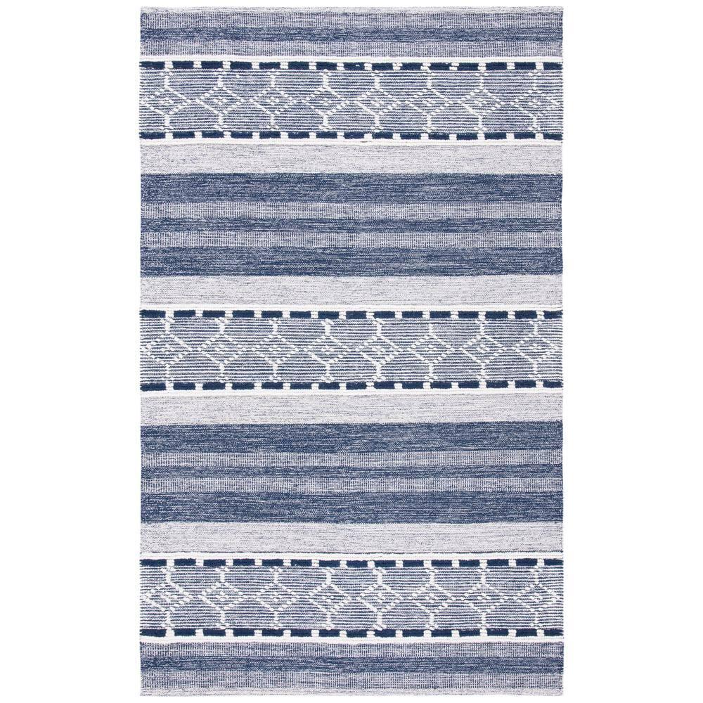 Striped Kilim STK522 Hand Woven Area Rug - Navy/Ivory - 5'x8' - Safavieh.
