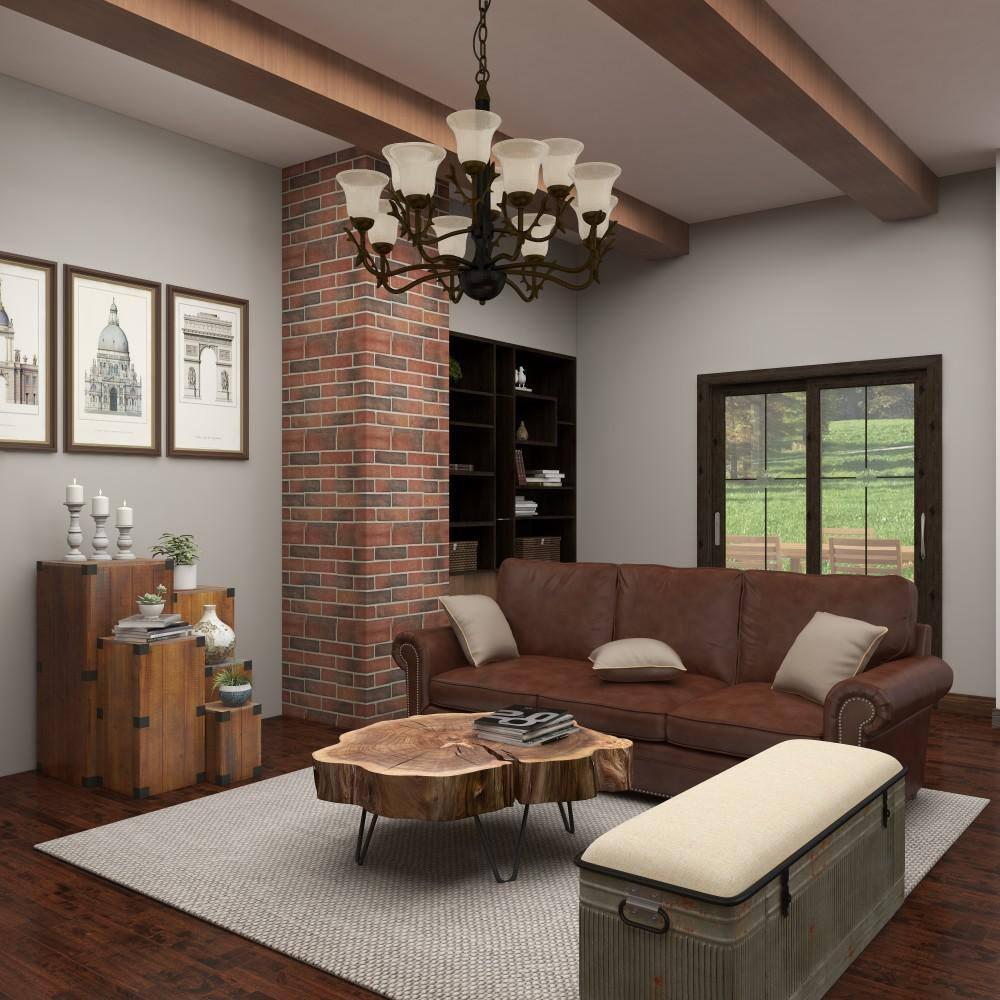 Set of 5 Farmhouse Wood Pedestal Tables Brown - Olivia & May: Indoor Accent Furniture, No Assembly Required