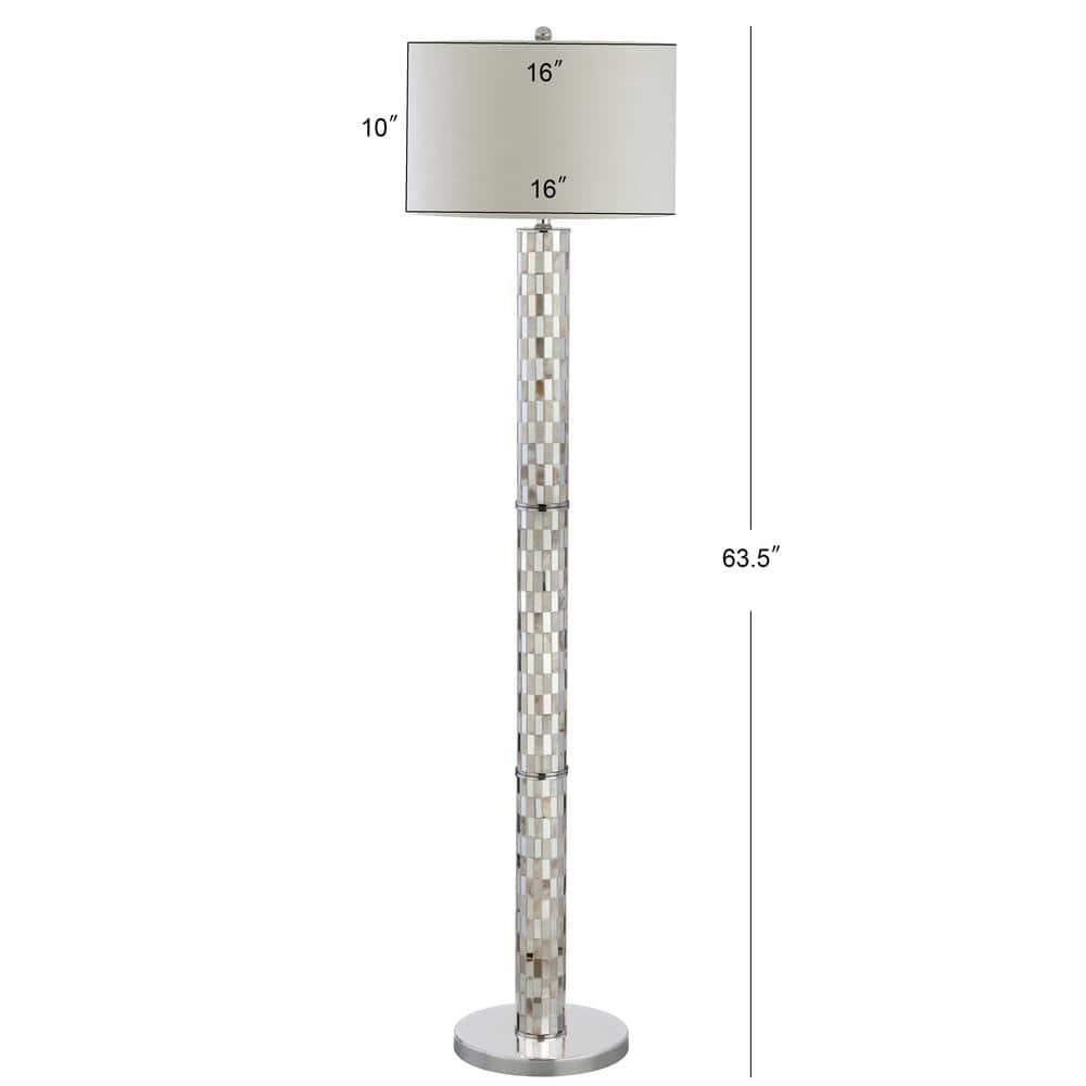 JONATHAN Y JYL1057A Liam 63.5" Seashell Mosaic LED Floor Lamp, Coastal, Traditional for living room, dinning room, bedroom, office Bulb Included, Cream
