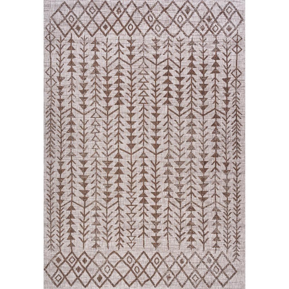 5'x8' Tokay Bohemian Geometric Indoor/Outdoor Area Rug, Beige/Brown - JONATHAN Y