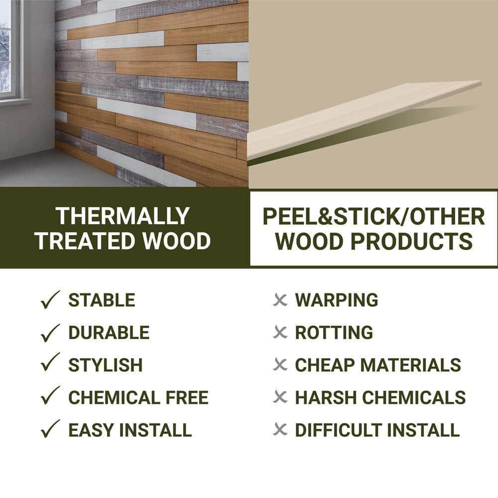 Thermo-Treated 1/4 x 5 in. x 4 ft. Barn Wood Wall Planks (10 sq. ft. 6-Pack)