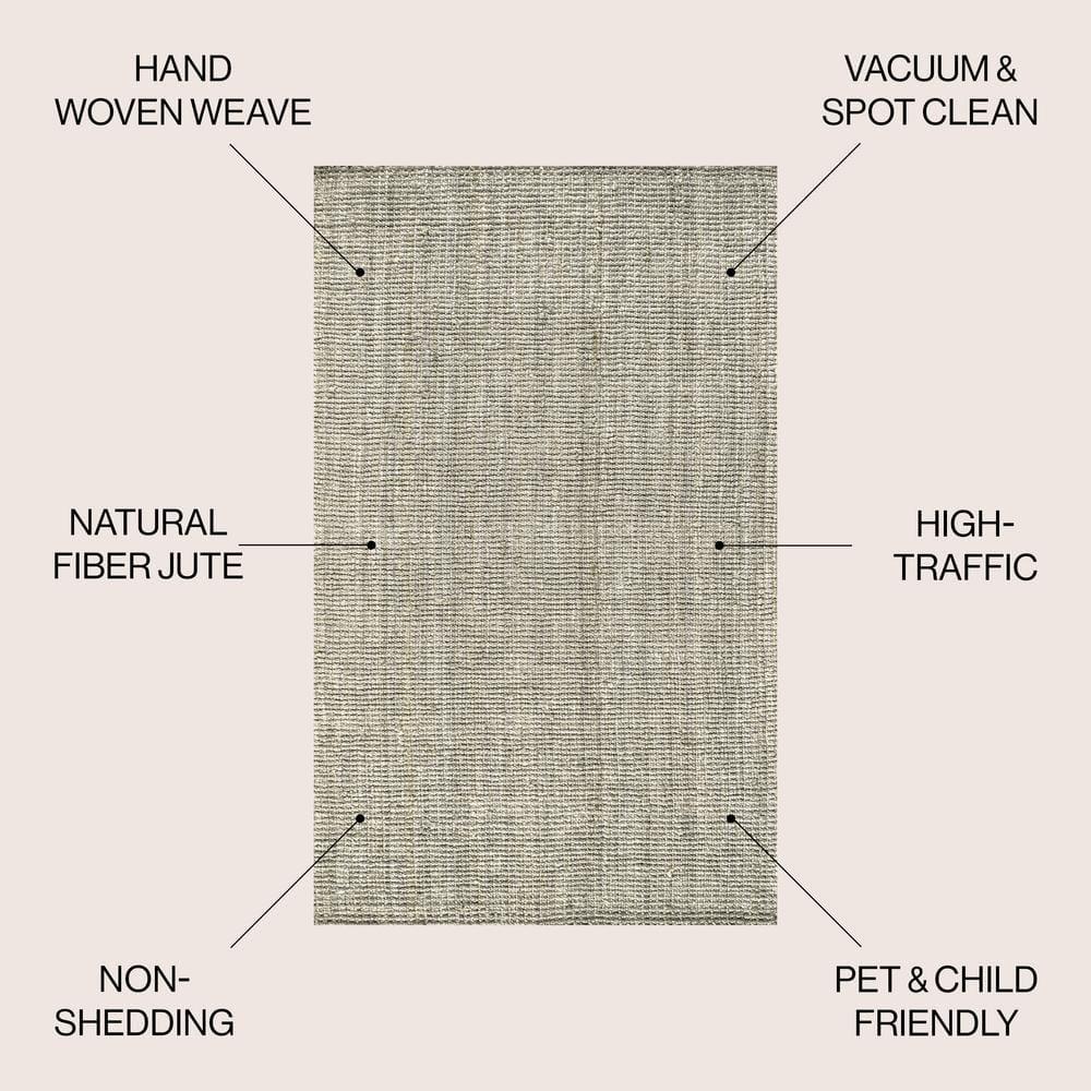 3'x5' Pata Hand Woven Chunky Jute Area Rug, Gray - JONATHAN Y