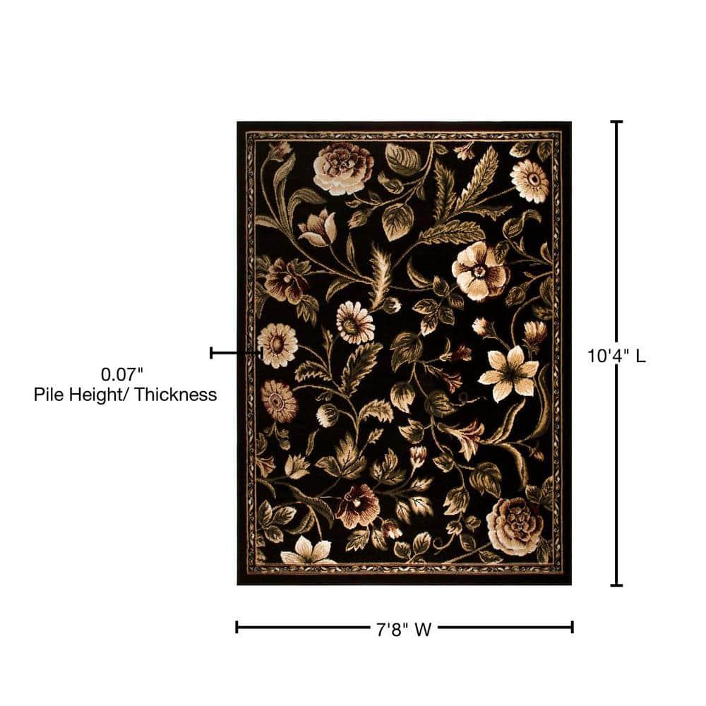 Home Dynamix Optimum Amell Traditional Floral Area Rug, Black/Green, 7'8"x10'4"