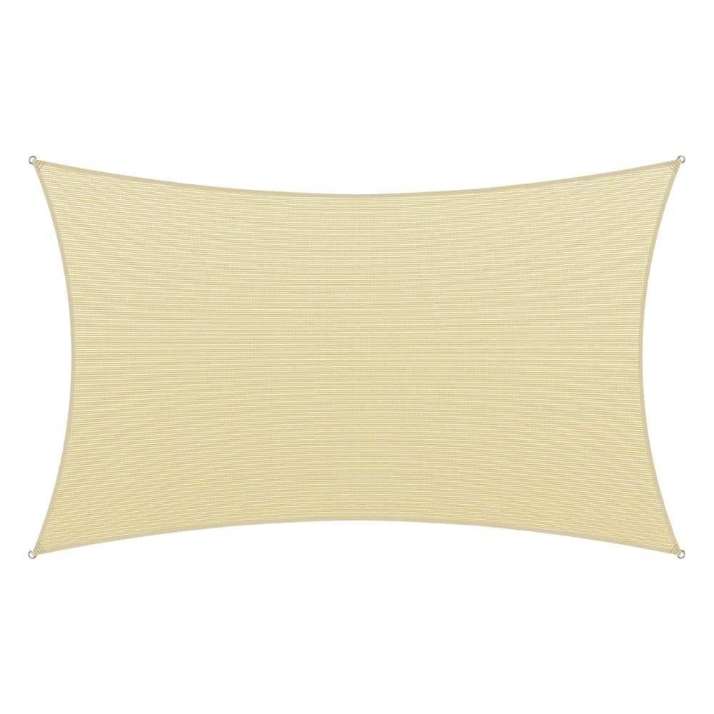 Amgo 12' x 18' Beige Rectangle Sun Shade Sail Canopy Awning UPF50+ AGTAPR0810, 95% UV Blockage, Water & Air Permeable, Commercial and Residential, 3 Years Warranty (We Make Custom Size)