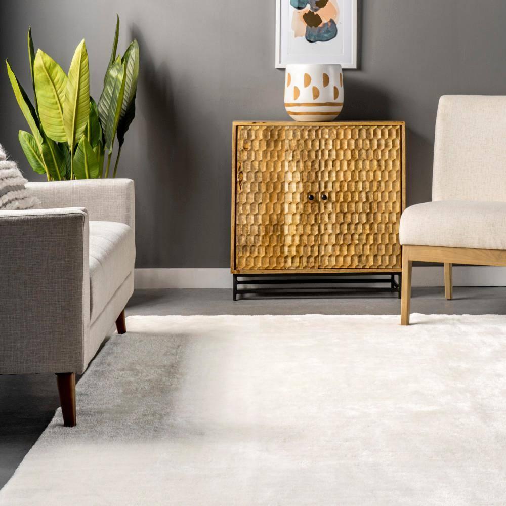 nuLOOM 2' x 3' Cozy Plush SuperiorWash Area Rug, Machine Washable, Non-Slip, Soft Fluffy Shag Carpet for Living Room Bedroom Nursery, Loni Off-white