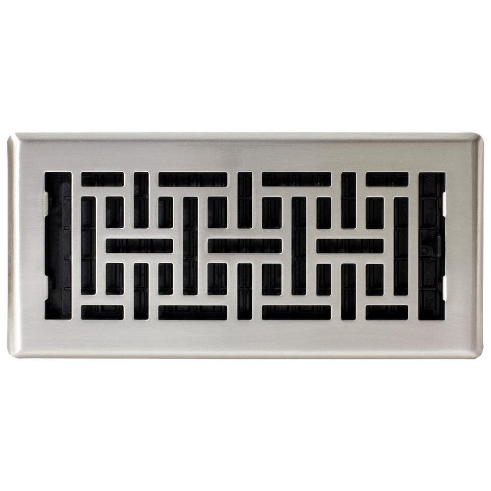 Decor Grates AJH410-NKL Oriental Floor Register, 4x10 Inches, Brushed Nickel Finish