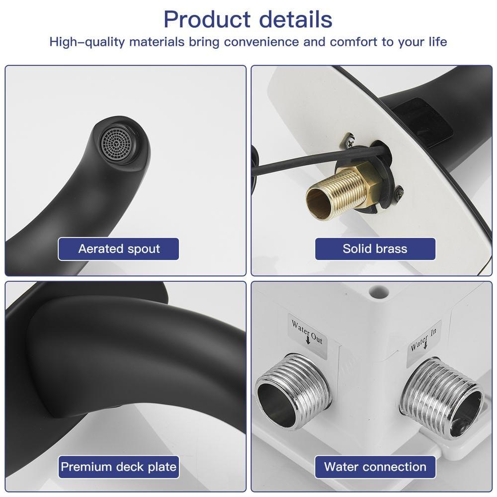 BWE DC Powered Commercial Touchless Single Hole Bathroom Faucet With Deck Plate & Pop Up Drain