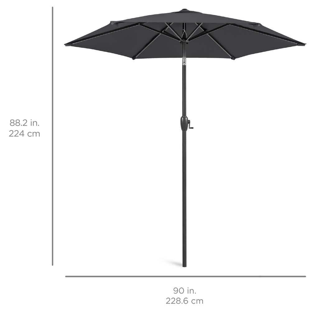 Best Choice Products 7.5ft Heavy-Duty Outdoor Market Patio Umbrella w/ Push Button Tilt, Easy Crank, Gray