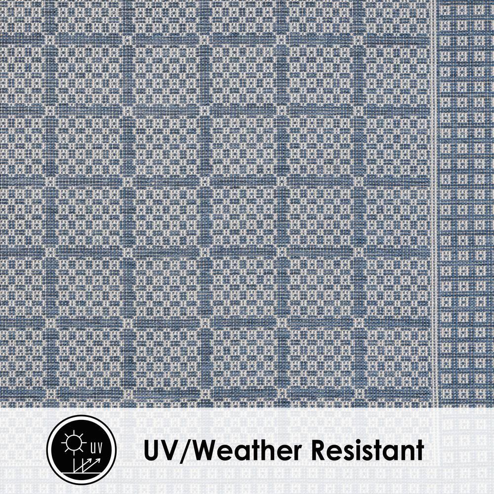 Nicole Miller New York Patio Country Luna Geometric Indoor/Outdoor Area Rug, Blue/Gray