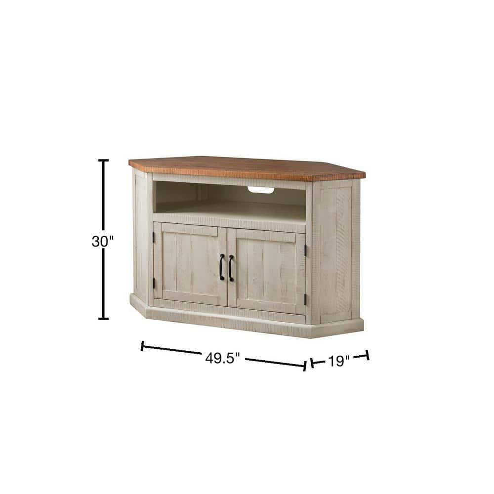 Martin Svensson Home Rustic Corner TV Stand for TVs up to 55", Antique White and Honey