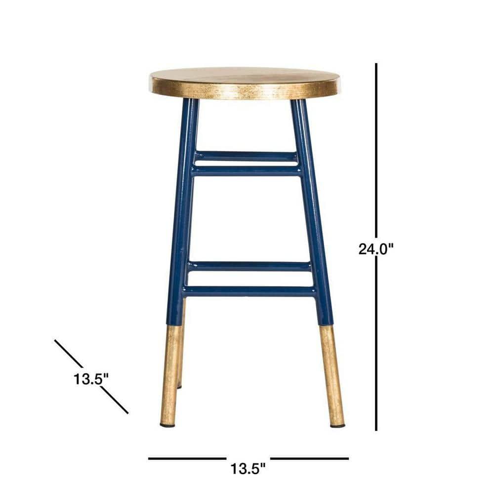 Emery Dipped Gold Leaf Counter Stool - FOX3231 - Navy/Gold - Safavieh Couture