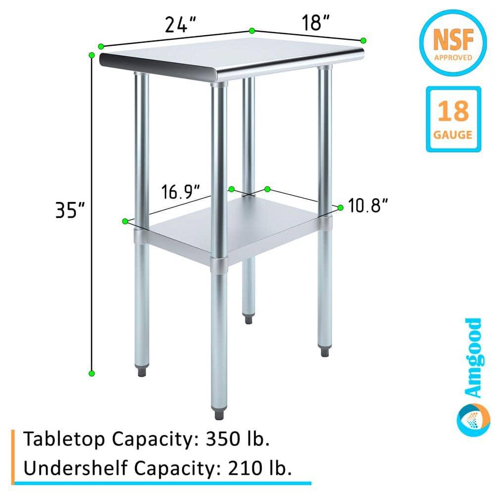 Stainless Steel Table with Undershelf. Metal Prep Table. NSF.