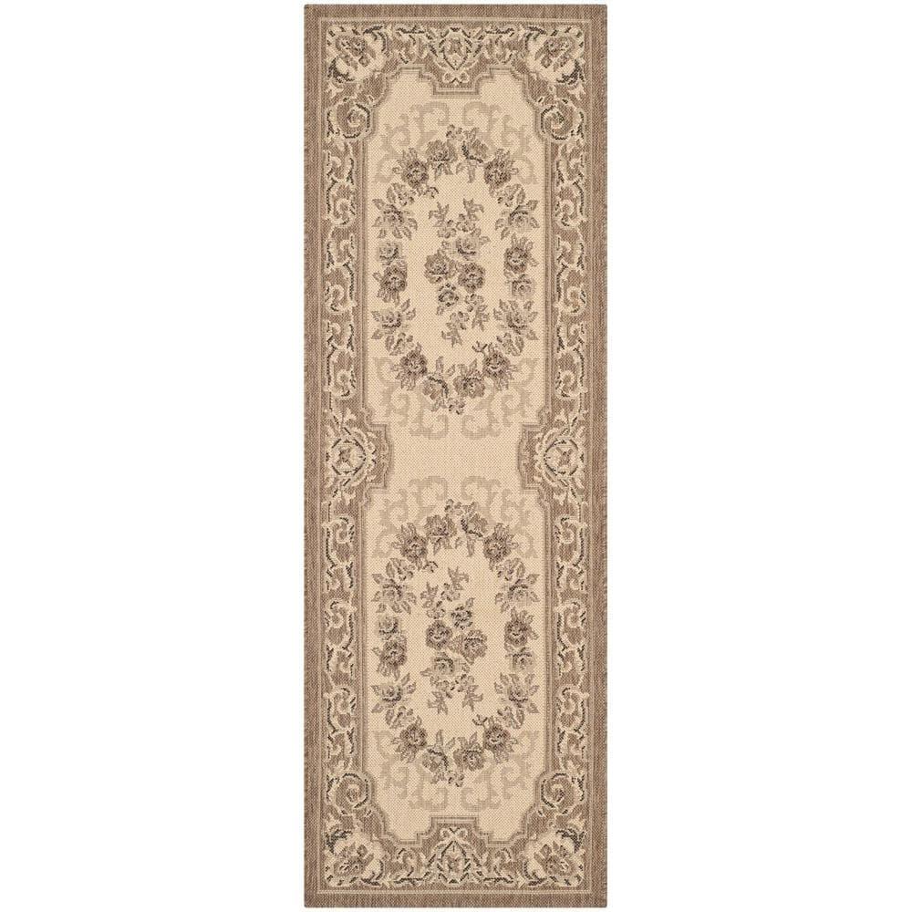 Courtyard CY7208 Power Loomed Indoor/Outdoor Runner Rug - Creme/Brown - 2'3"x10' - Safavieh.